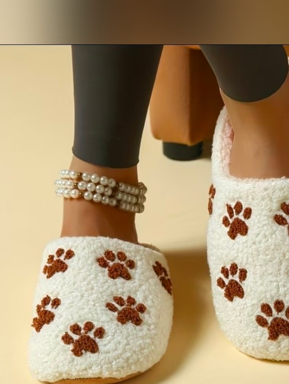 Black or White Paw Print Slippers